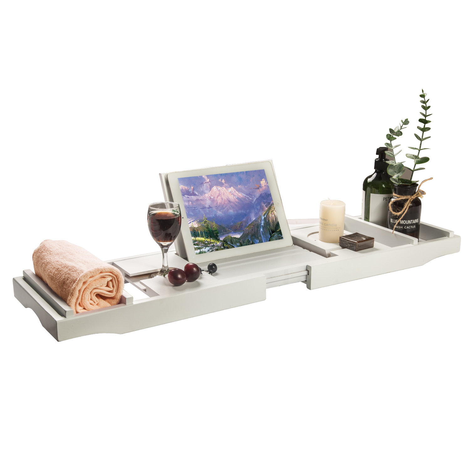 Rebrilliant Bath Caddy - Extendable Bath Tray For Bathtub With Candle ...