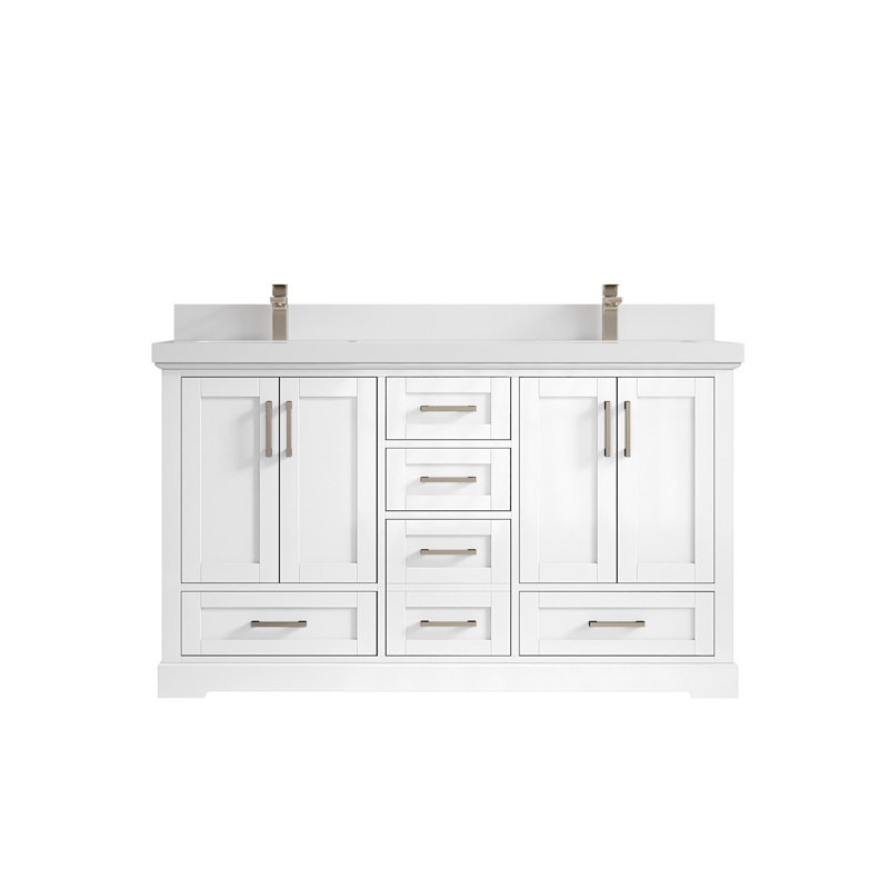 Ensemble de meuble-lavabo double 60 po Esin, Blanc
