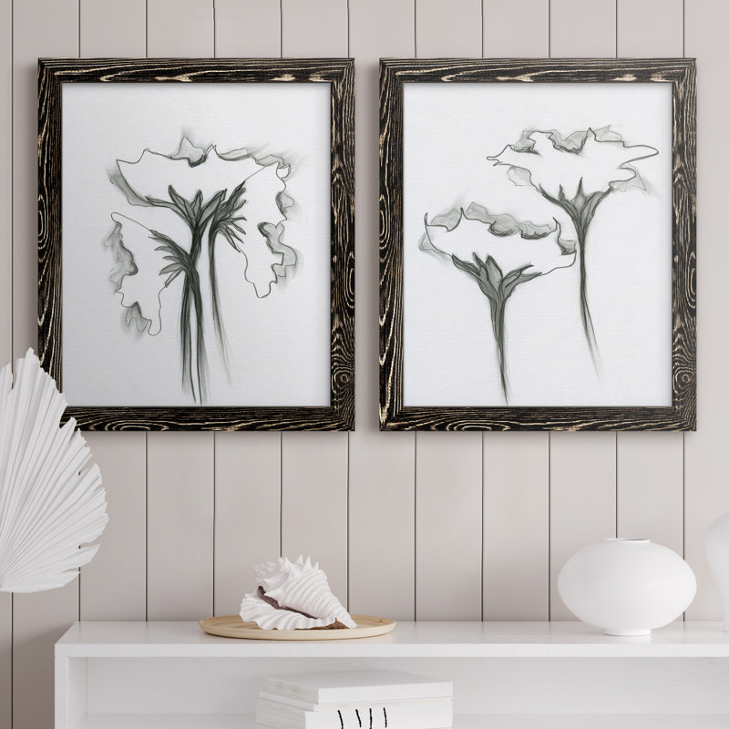 WINDSWept Poppy I - Ensemble de 2 reproductions de cadres photo sur toile, Cadre noir, H 24 po x l 36 po x P 1,5 po
