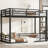 Heavy - Duty Twin Xl Over Metal Floor Bunk Bed, Black, Noise Reduced, Suitable For Shared Adult Guest Rooms Black Space Saving, , Ideal Small Bedrooms-961310315