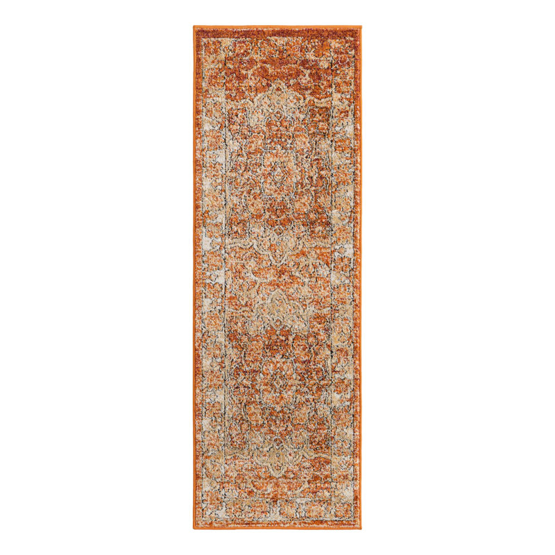 Tapis oriental rouge rouille Alresford, Tapis de couloir 2 pi x 8 pi
