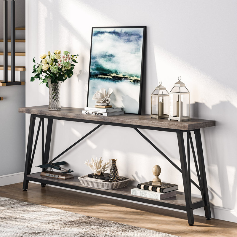 Francessca 70.87'' Console Table, Black, Light Grey