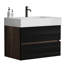 Meuble-lavabo mural moderne de 76 cm avec lavabo en quartz et tiroirs à fermeture amortie, lavabo monobloc, panneaux de qualité E1 offrant 20 % de rangement supplémentaire, montage facile, double fixation, côtés en bois blanc brillant