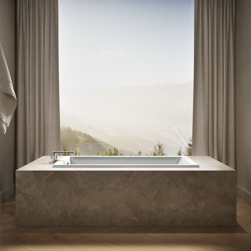 Underscore 60" x 32" Drop In Soaking Acrylic Bathtub, Ice Gray, 21" H x 32" W x 60" D