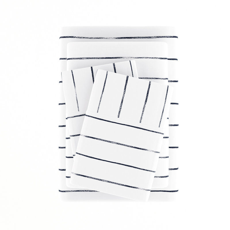 Twin Gray Stripe Deep Pocket Microfiber Sheet Set