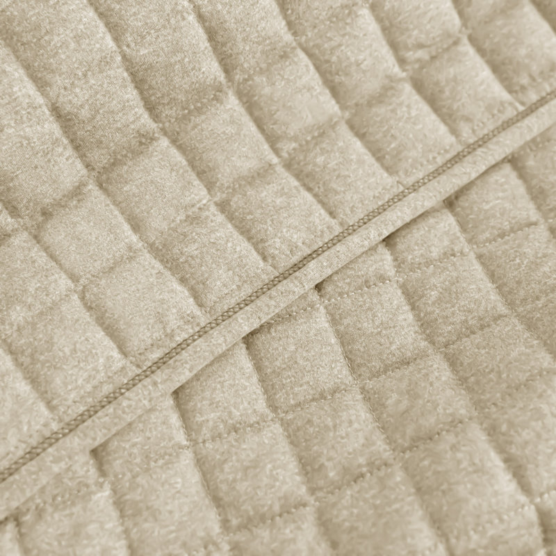 Soft Jersey Knit All Seasons Quilted Quilt Set With Pillow Shams, Queen Quilt + 2 Standard Shams, Heather Taupe