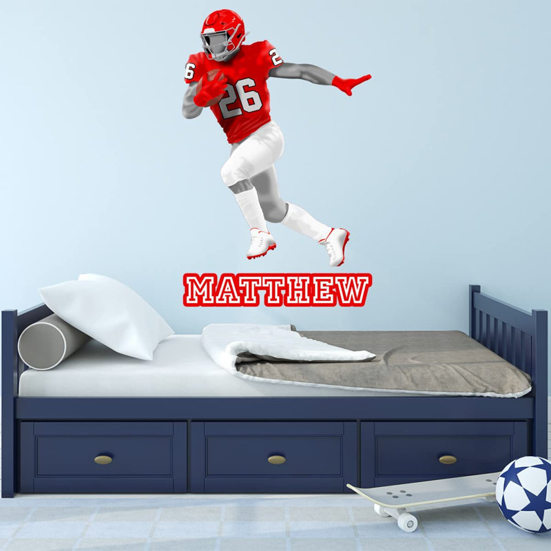 Adhésif décoratif footballeur, H 21 po x l 13 po, Oui, Rouge