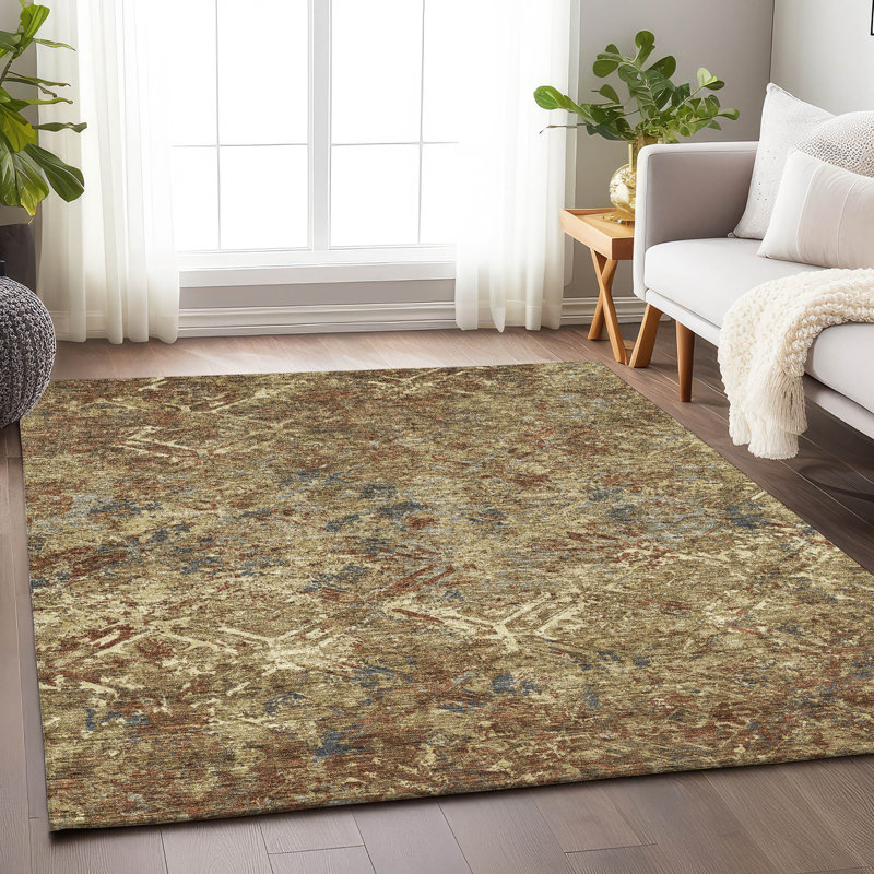 Premium Machine Washable Prisco Brown Rug, Rectangle 10' x 14'