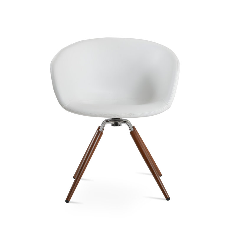 Fauteuil Tribeca, Noyer / Chrome, Blanc