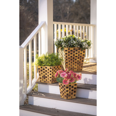 Ensemble de 3 boîtes à fleurs d'intérieur / extérieur en bois recyclé