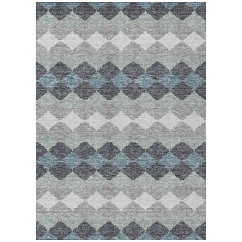 Eira Gray Washable Indoor-Outdoor Rug - , 10' x 14'