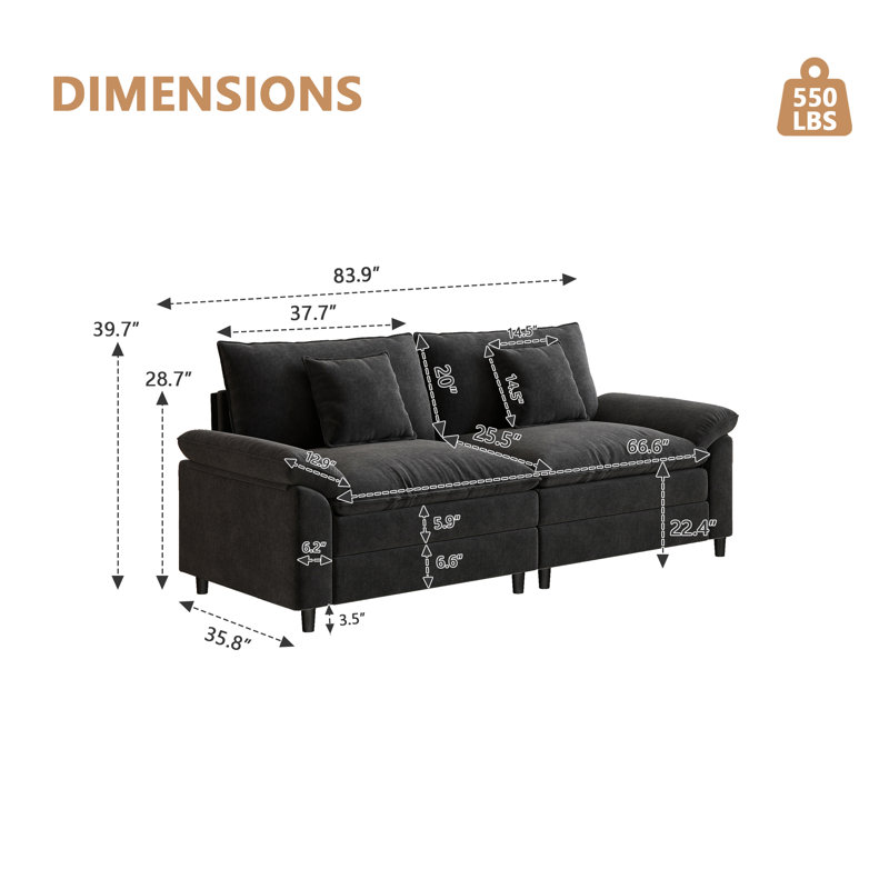 Canapé double Chenier, Noir