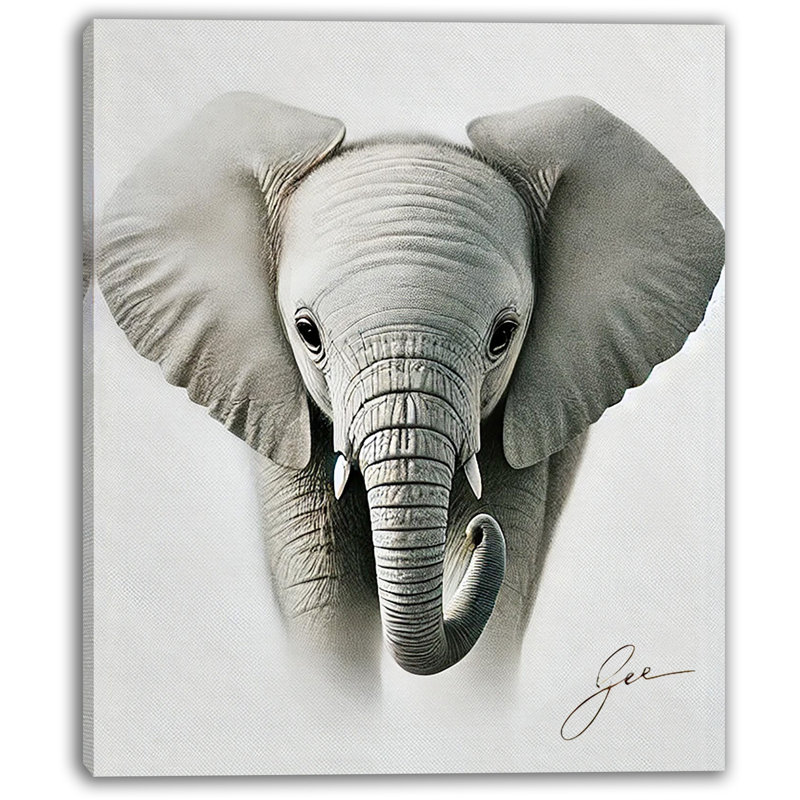 «Gentle Baby Elephant», art mural sur toile tendue, H 16 po x l 12 po