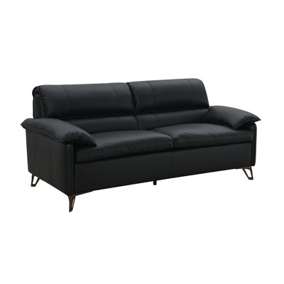 Eilene Black Top Grain Leather Loveseat