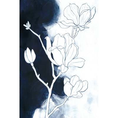 Inky Blue Drawing 1 Piece Wrapped Canvas Painting