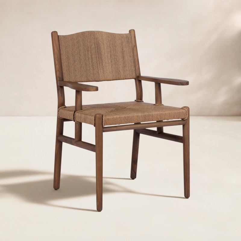Herrin Outdoor Teak Dining Armchair, Stained Toasted Brown