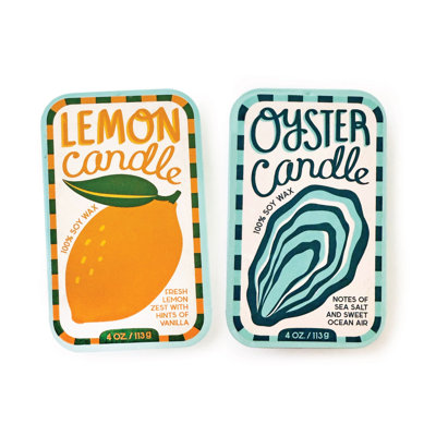 Lemon & Oyster Candle Set of 2