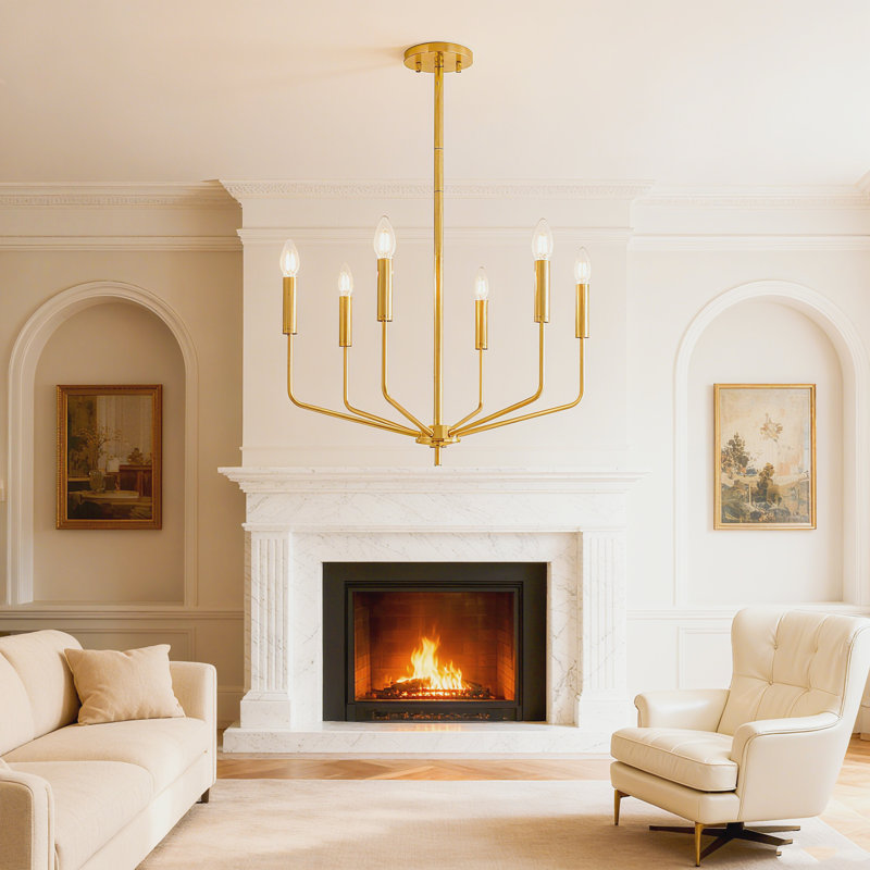 Lustre moderne à 6 lumières de style chandelier rétro Mid-Century, Six lumières, 24"
