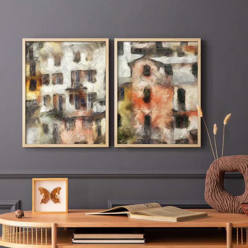 «Stacked Homes III», reproduction encadrée de qualité supérieure - prête à être accrochée - aucun clou requis - aucun clou requis