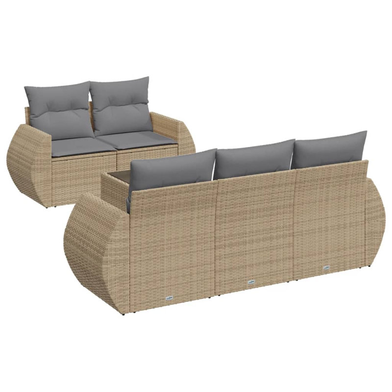  Ensemble de canapé de jardin en rotin PE beige