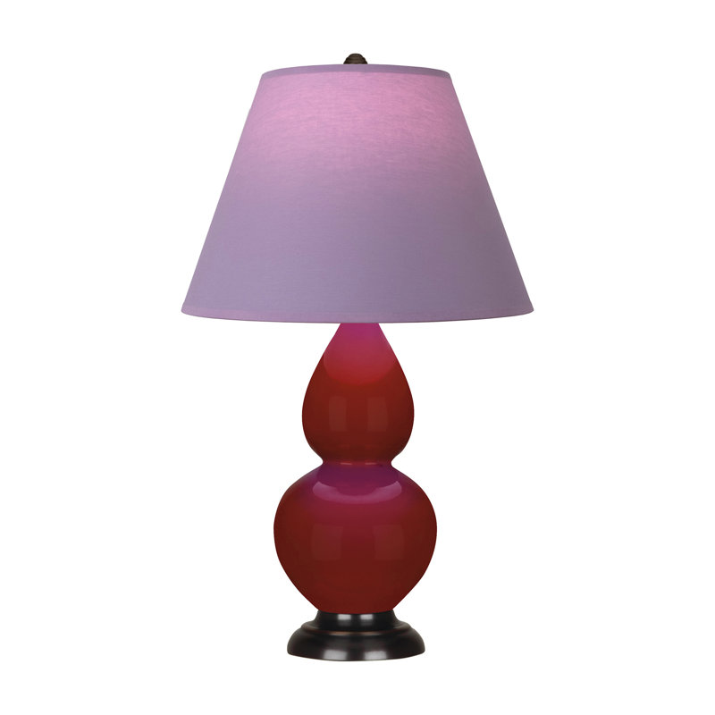 Petite lampe d'appoint à double gourde, Bronze patiné foncé, Lavande / prune, Rouge sang-de-bœuf
