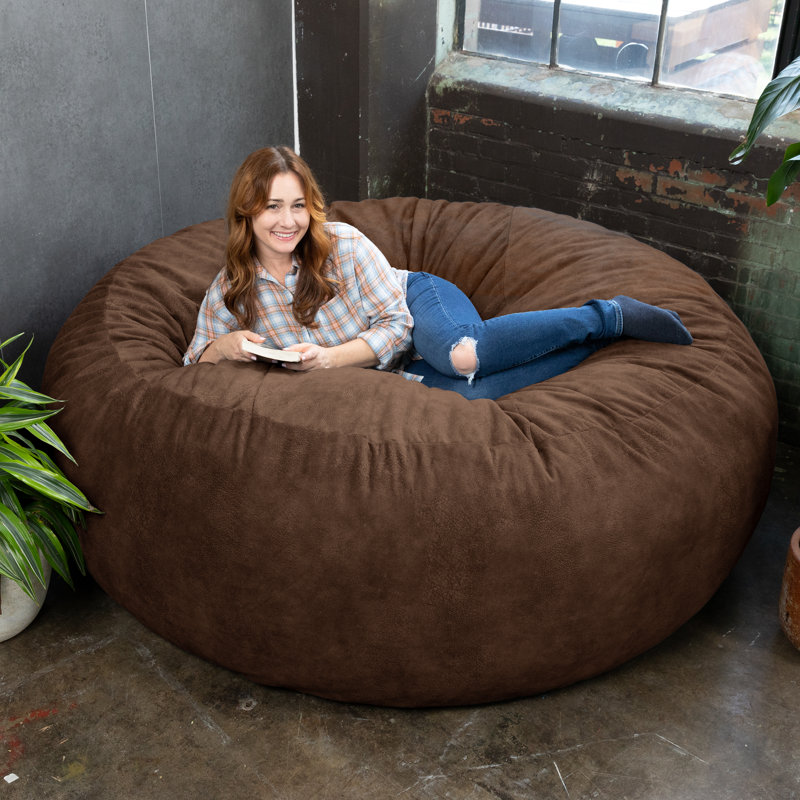 Saxx 6 Foot Giant Bean Bag Chair For Adults - Wrangler, Chestnut Microfiber/Microsuede