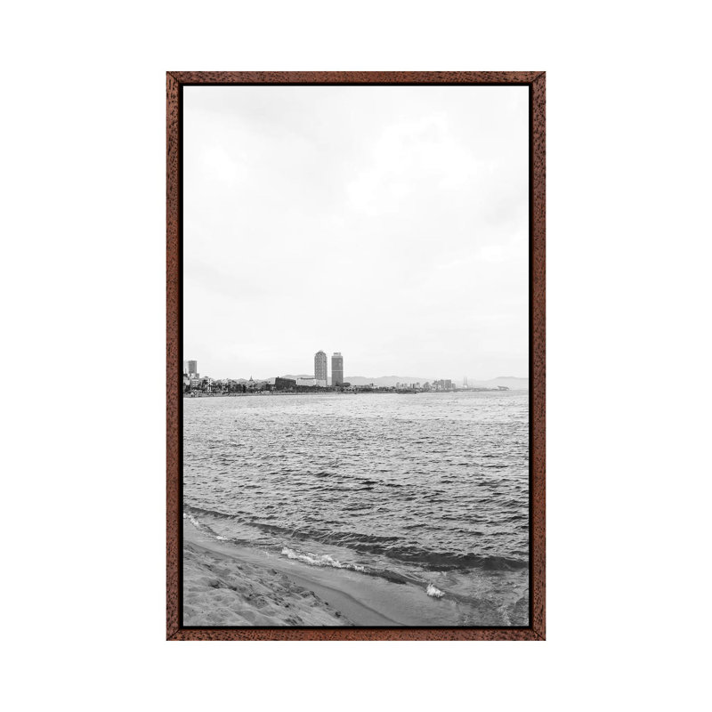 Barcelona Coast II 1 Piece Wall Art on Canvas, 101.6cm H x 66.04cm W x 3.81cm D, Classic Brown Wood Framed