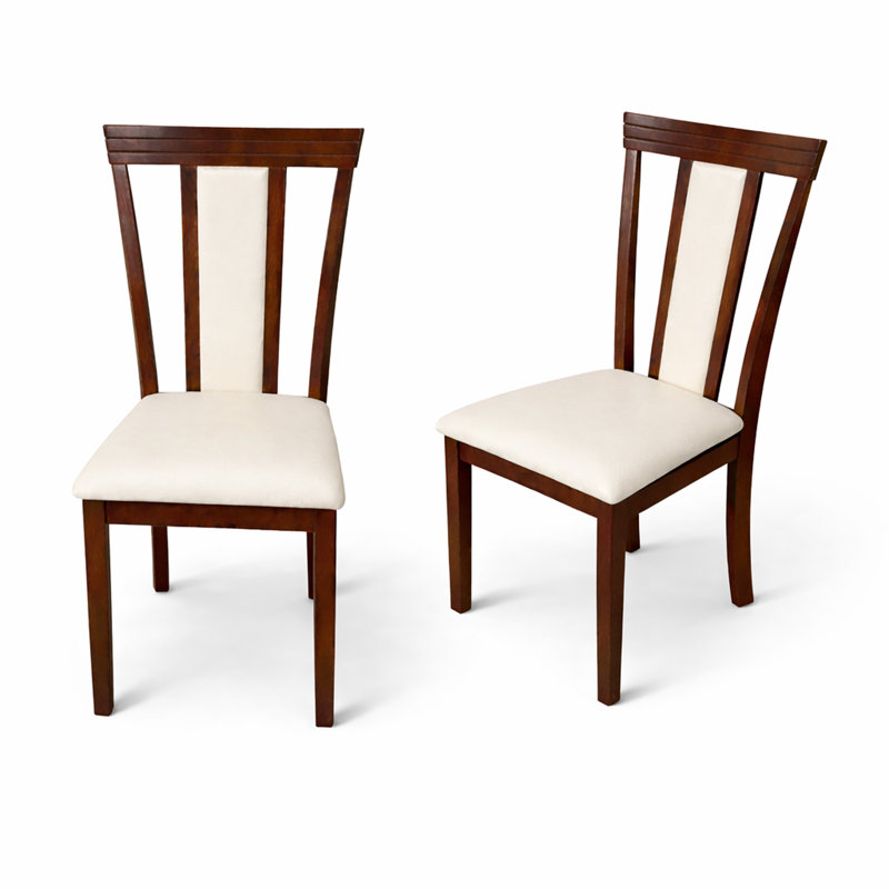 Ensemble de 2 chaises de salle à manger modernes Goode au fini chêne foncé avec sièges rembourrés en polyester beige