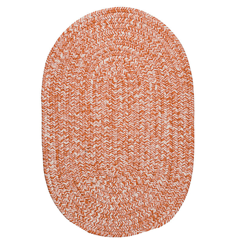 Tapis intérieur / extérieur orange tressé à la main Abdulrahman, Ovale 10 pi x 13 pi