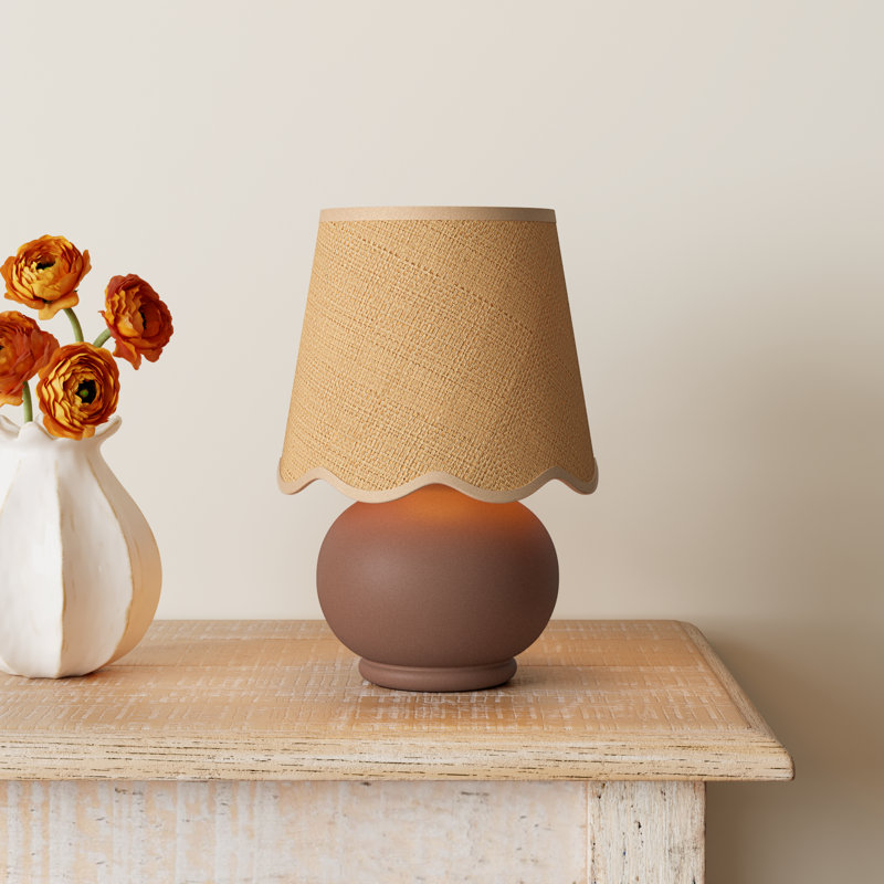 Momsen Table Lamp, Brown, Natural, 13"H x 8"W x 8"D