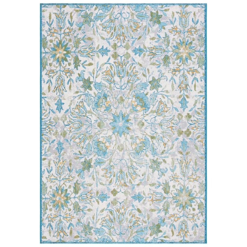 Tapis d'intérieur / extérieur à motif floral Barbados 500 Performance, Rectangle 5 pi 3 po x 7 pi 6 po