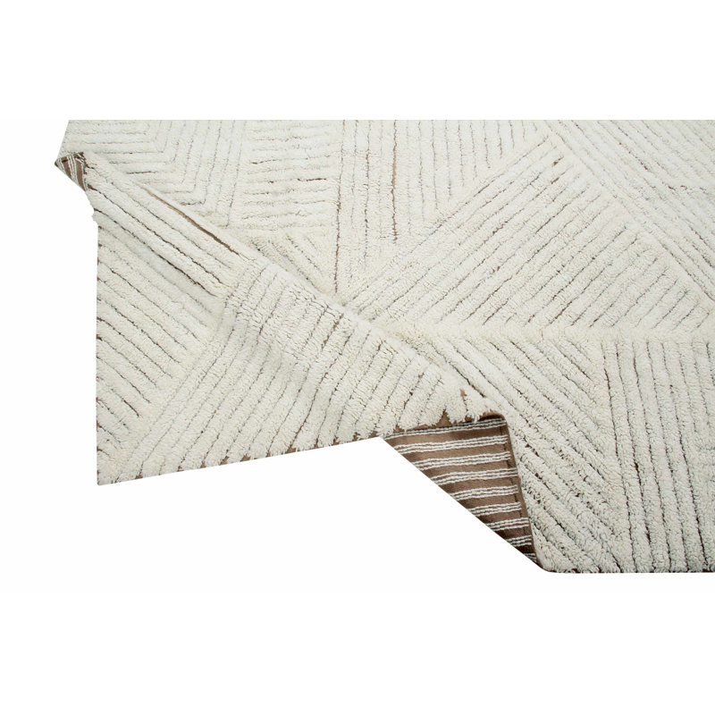Fields Hand Tufted Wool Geometric Area Rug in Natural/Linen