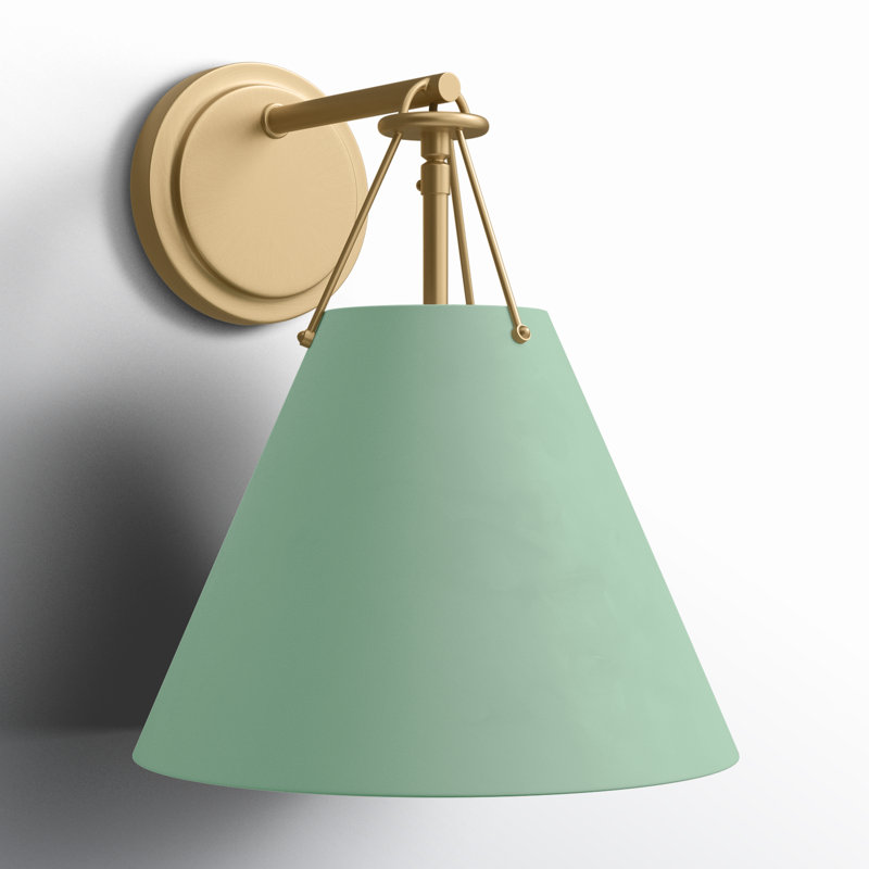 Kinston Steel Armed Sconce, Vibrant Gold, Green