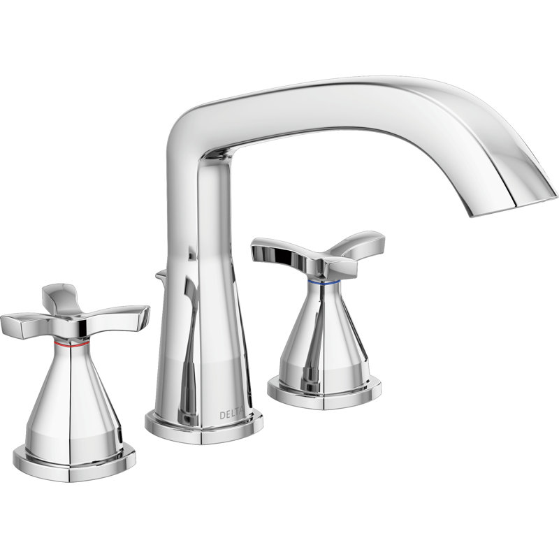 Stryke Double Handle Deck Mounted Roman Tub Faucet Trim, Chrome
