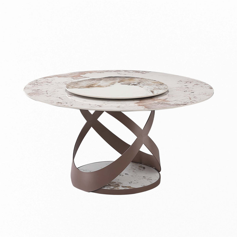 Table de salle à manger en pierre frittée 59,05 po avec table ronde ronde de 31,5 po (table unique)