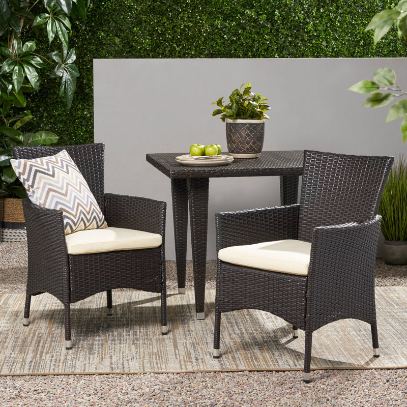 Clementine Outdoor Multi PE Wicker Dining Chairs (Set of 2) for Durable and Stylish Patio Seating, Weather-Resistant and Easy to Maintain