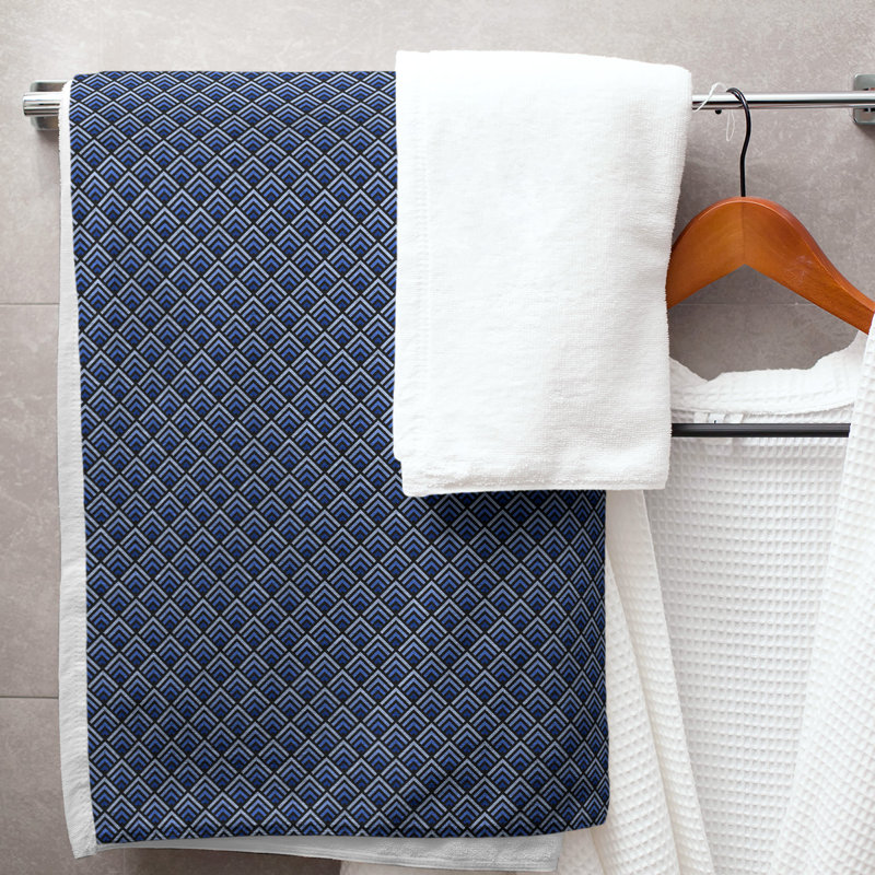 Katelyn Elizabeth Cotton Blend Bath Towel, Black/Blue