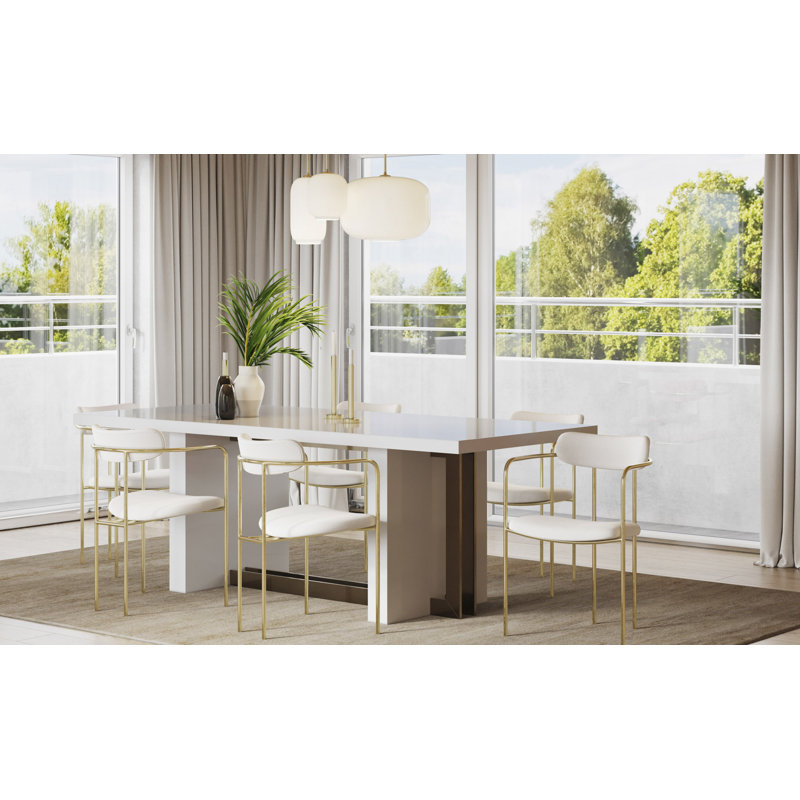 Bellatrix 18'' H Velvet Upholstered Metal Armchair, Cream