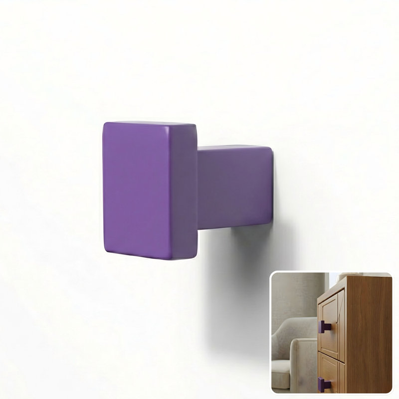 ROUS Hardware Art Deco Square Knob, Royal (Purple)