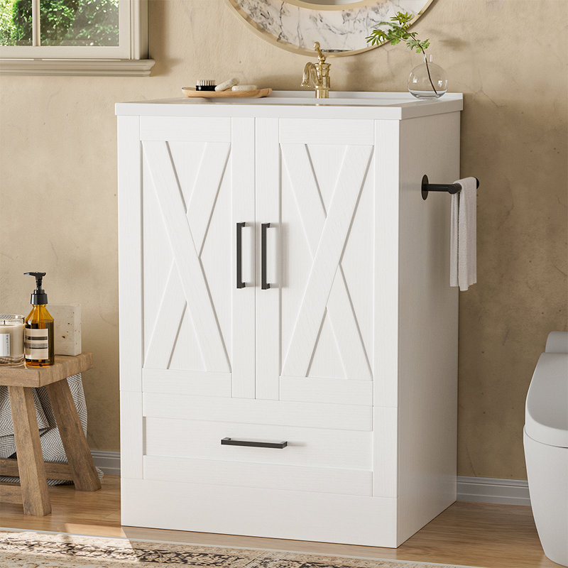 Meuble-lavabo 24 po avec lavabo et tiroir, Blanc