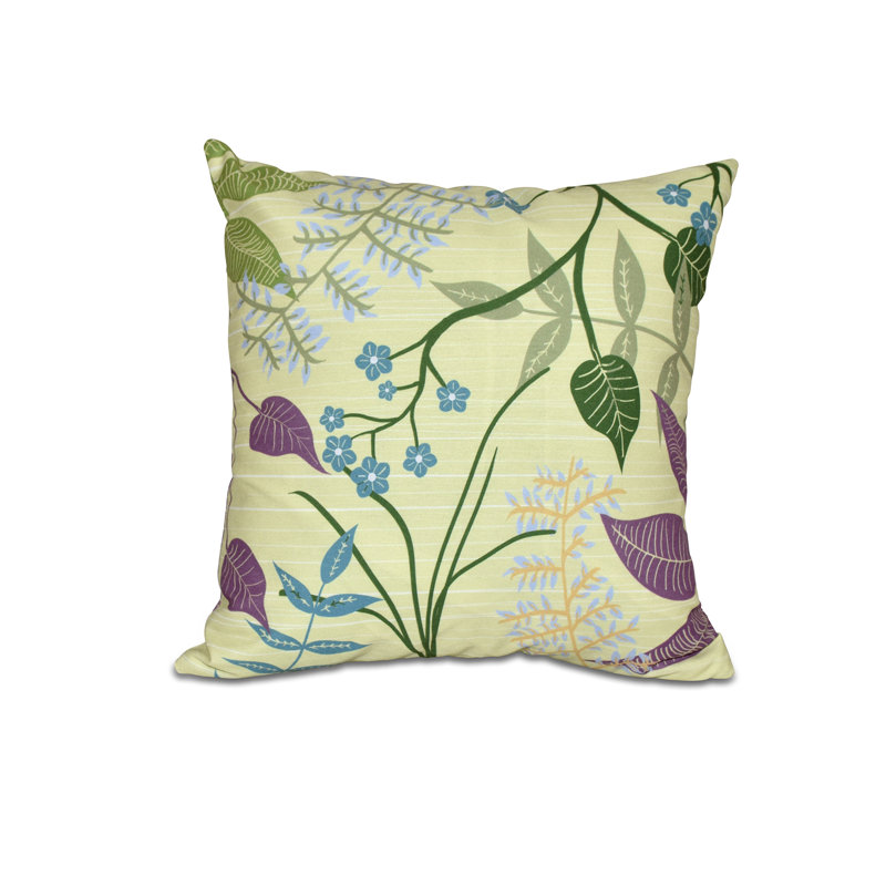 Housse de coussin d'extérieur carré Botanical Blooms, Vert, H 16 po x l 16 po x P 6 po