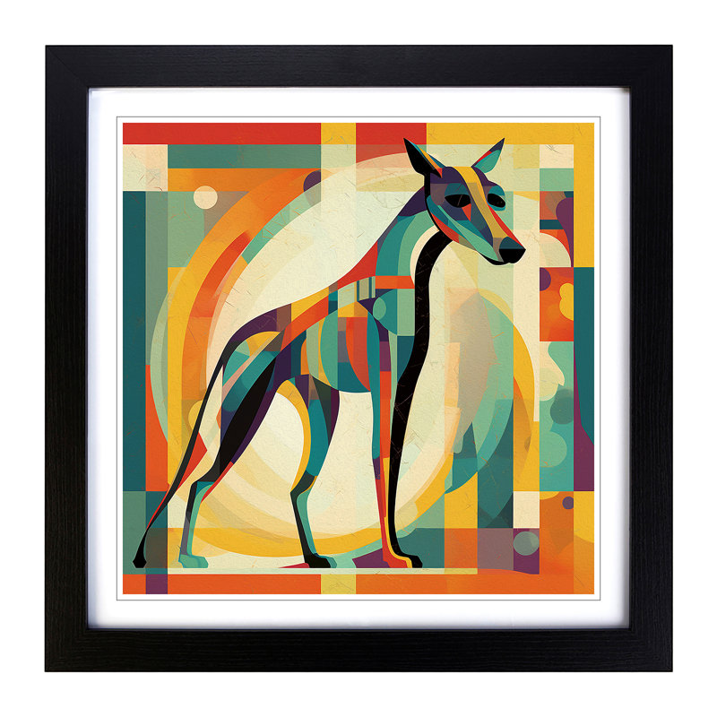Greyhound Dog Constructivism No.2 1 Piece Single Picture Frame Wall Art, Black