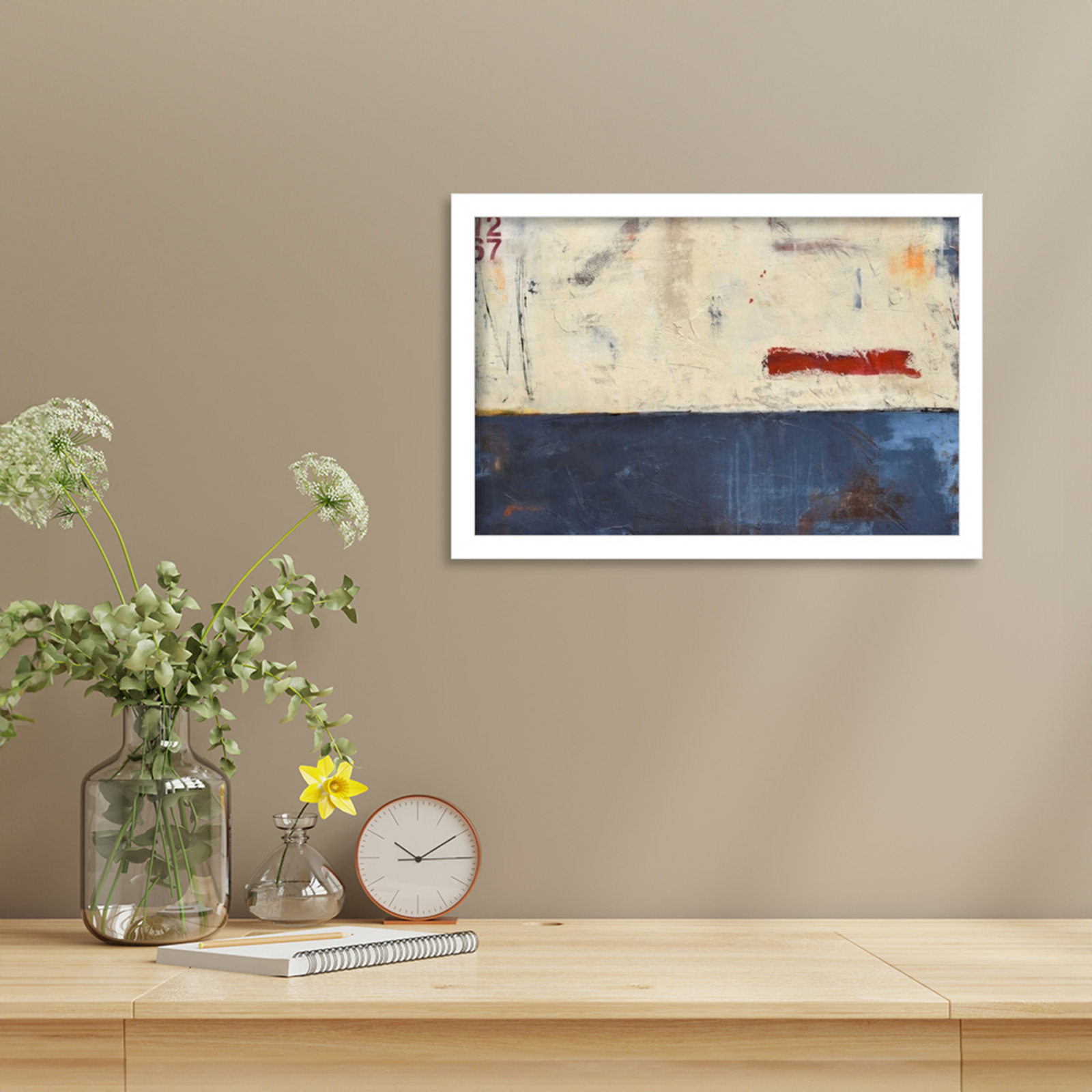 Label 1267 by Mauro Wood Framed Wall Art Print, 12" H x 17" W, White