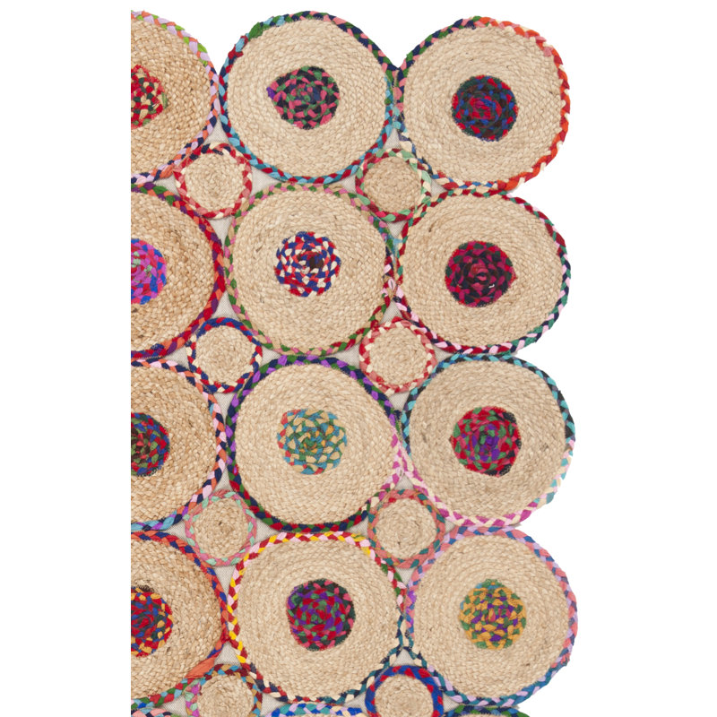 Tapis géométrique tissé à la main en denim recyclé 70 denim Doleman, Carré 6 pi