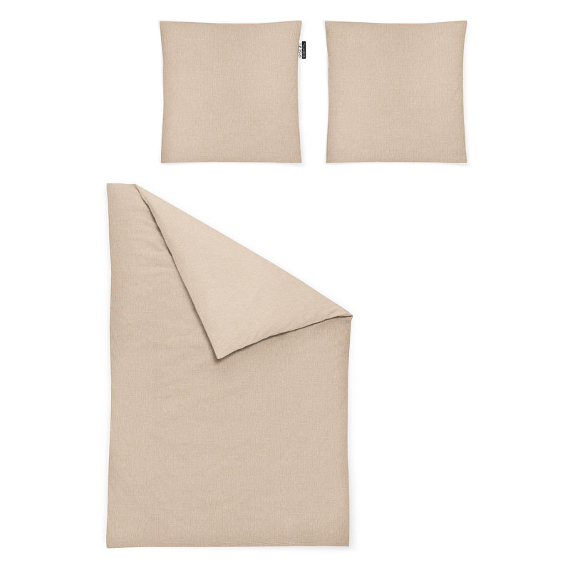 Carla Cotton 81 TC Duvet Cover Set, Double - 2 Pillowcases (80 x 80 cm), Nature