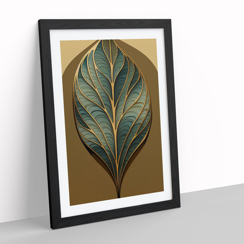 Leaf No.1 - Single Picture Frame Print, 64cm H x 46cm W x 2cm D, Black Framed