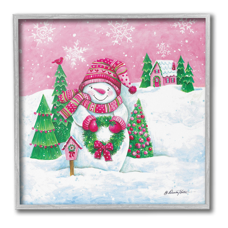 «Scenic Winter Snowman», art de la giclée encadrée par Diane Kater, Estampe numérique Farmhouse, H 24 po x l 24 po