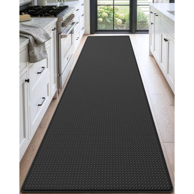 Tapis de sol de cuisine antidérapant 23 x 86, grand tapis de couloir imperméable, rembourré en mousse à mémoire de forme pour la lessive du lavabo avant, noir