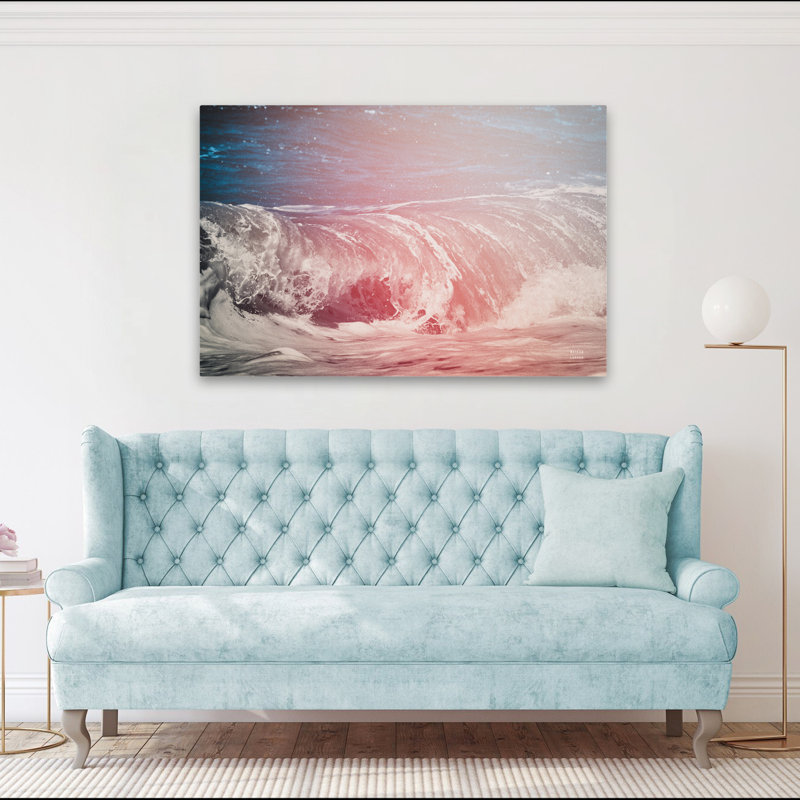 Perdus vagues de la côte rose I bleu contemporain blanc plage, H 60 po x l 40 po