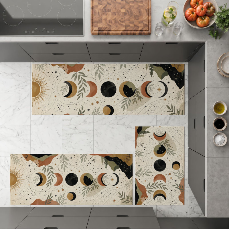 Sun Moon Non-Slip Washable Kitchen Mats